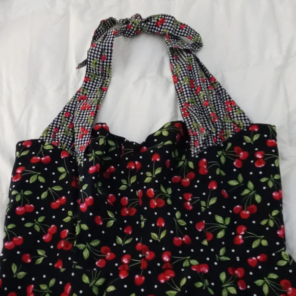 Handmade Cherry 50's Style Pinup Dress - Picture 3 of 8